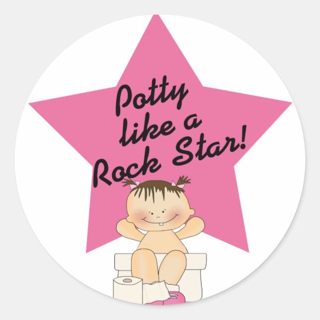 Potty Like A Rock Star Girl Classic Round Sticker (Front)