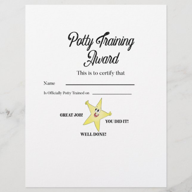 Potty Training Award (Front)