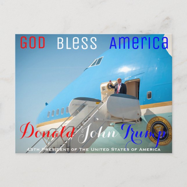 POTUS Donald Trump waving Air Force One USA Postcard (Front)