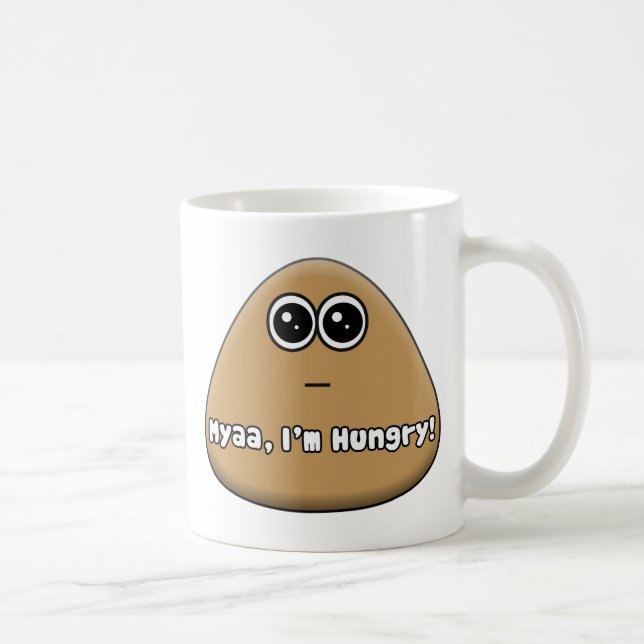 Pou affamé avec texte - Mug (Droite)