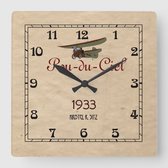 Pou-du-Ciel Square Wall Clock (Front)