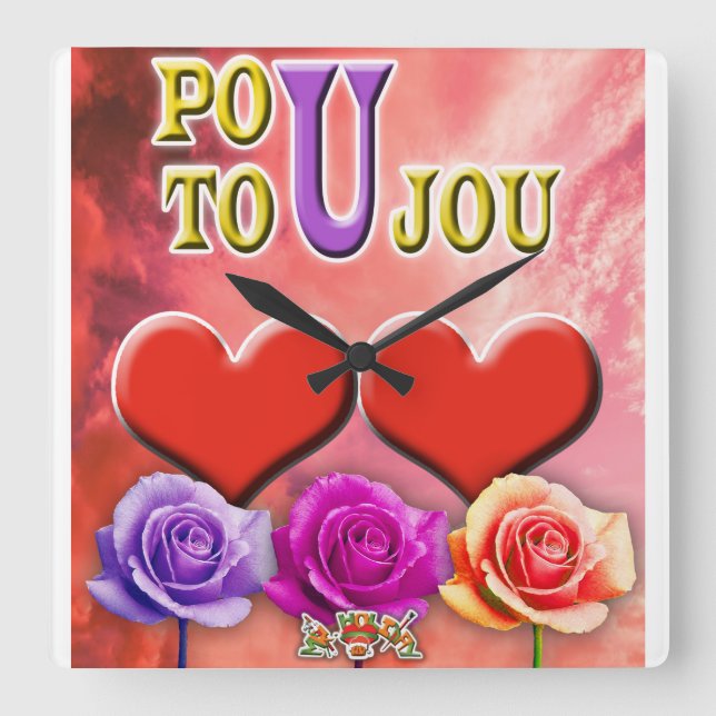 Pou Toujou Square Wall Clock (Front)