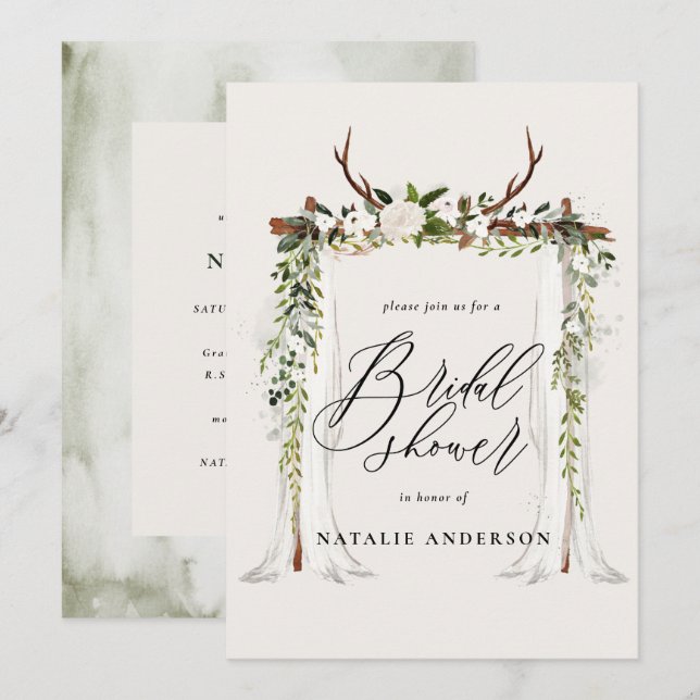 Poubelle rustique et feuillage nuptiale invitation (Devant / Derrière)
