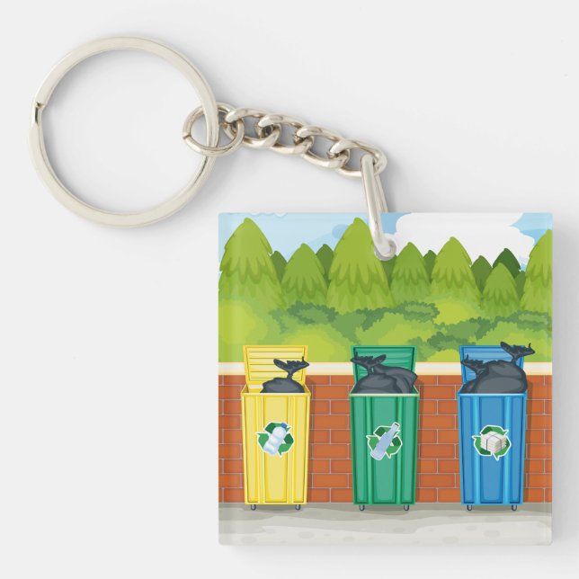 Poubelles de tri des déchets codés par couleur (Devant)