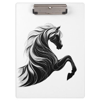 Pouch with Black and White Horse Design Clipboard