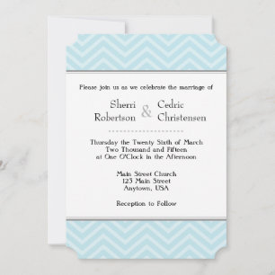 Poudre Bleu Chevron Invitations de mariage