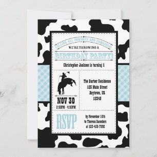 Poudre Bleu Cowboy Invitation d'anniversaire