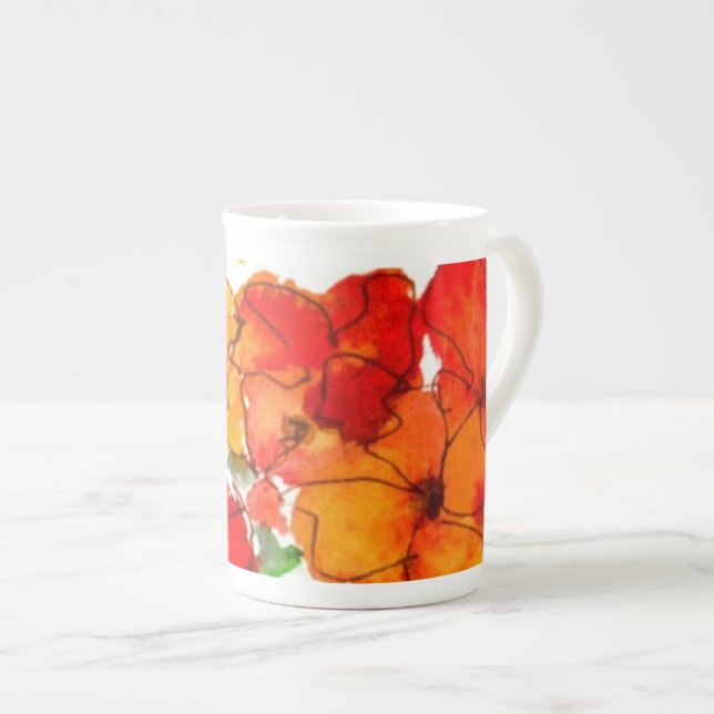 Poudre et Orange Wallflowers Bone China Mug (Devant droit)