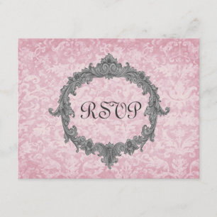 Poudre rose 2 Damas Vintage RSVP Mariage Réponse