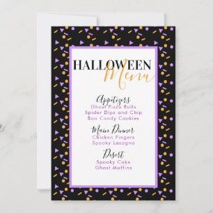 Poudres de fête d'Halloween Menu d'anniversaire
