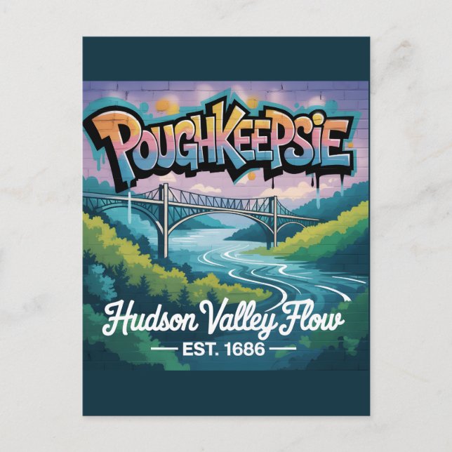 Poughkeepsie Graffiti Mural – Hudson Valley Flow Holiday Postcard (Front)