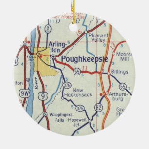Poughkeepsie NY Vintage Map Ceramic Ornament