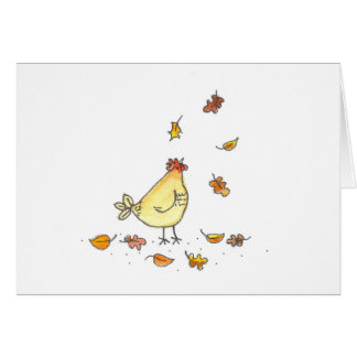 Poule dans le feuille
