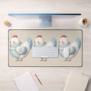 Poule de Cottage en Gingham Bleu