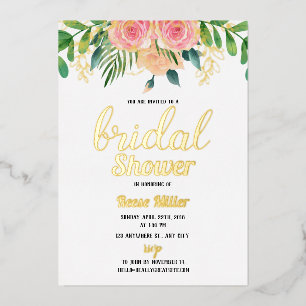Poule d'or boho fleurie invitation douche nuptiale