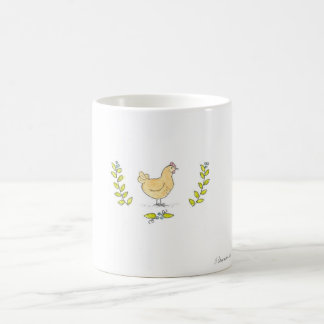 Poule et tasse de couleur chamois de branches