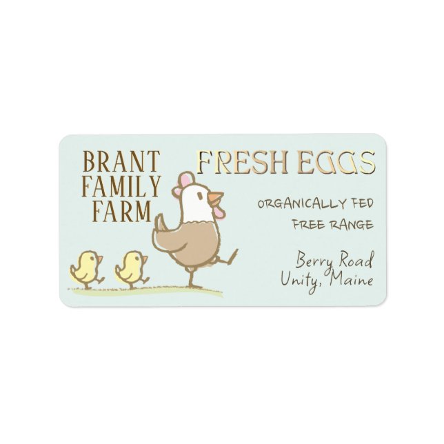 Poules de maman et poussins sur un étiquette en ca (Devant)