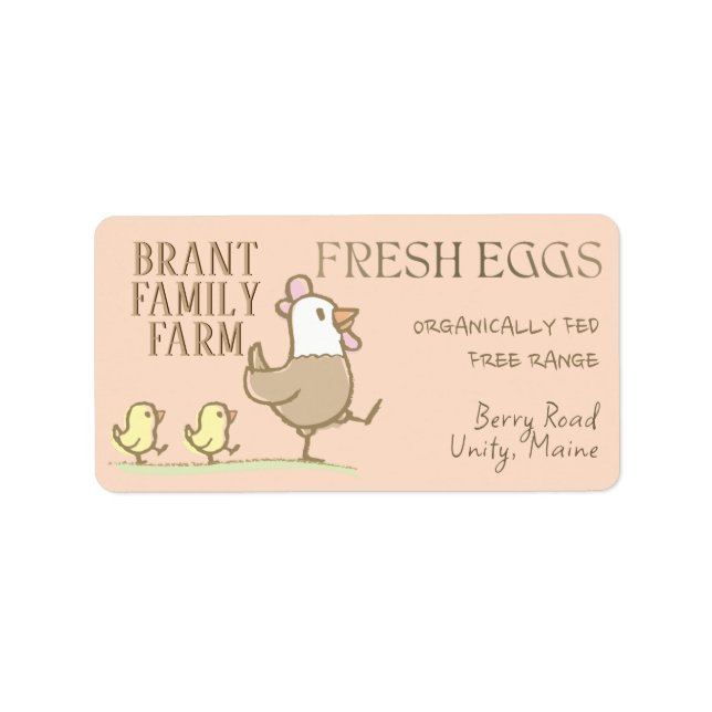 Poules de maman et poussins sur un étiquette en ca (Devant)