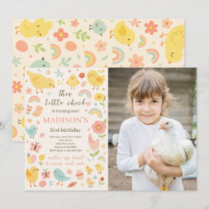 Poulet 1er anniversaire fête photo Invitation