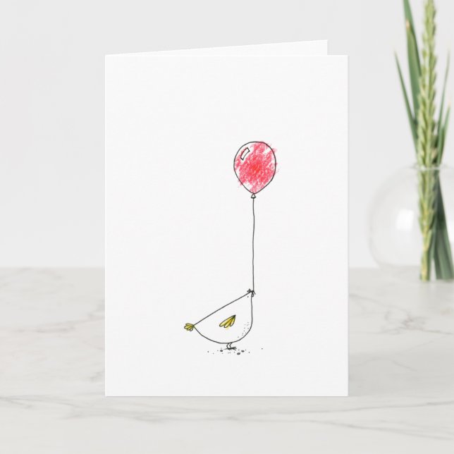 Poulet avec ballon Croquis Carte de remerciements  (Devant)