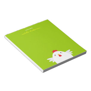 Poulet blanc sur Bloc-notes personnalisable vert