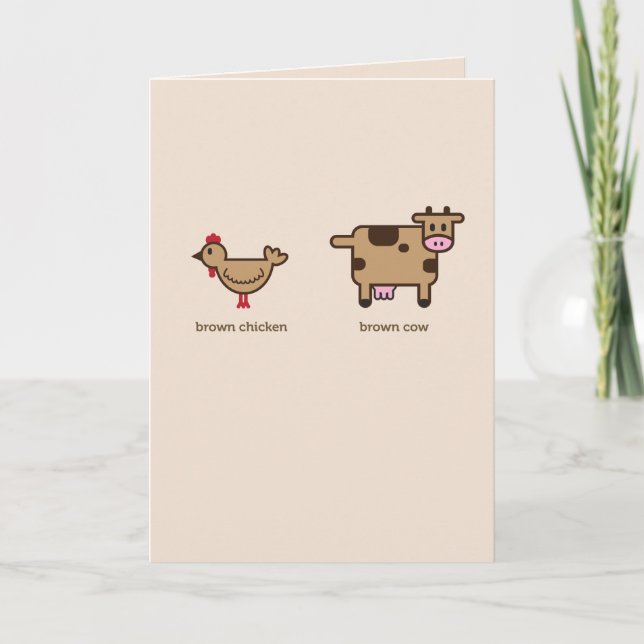 poulet Brown, vache brune Carte de voeux Valentine (Devant)
