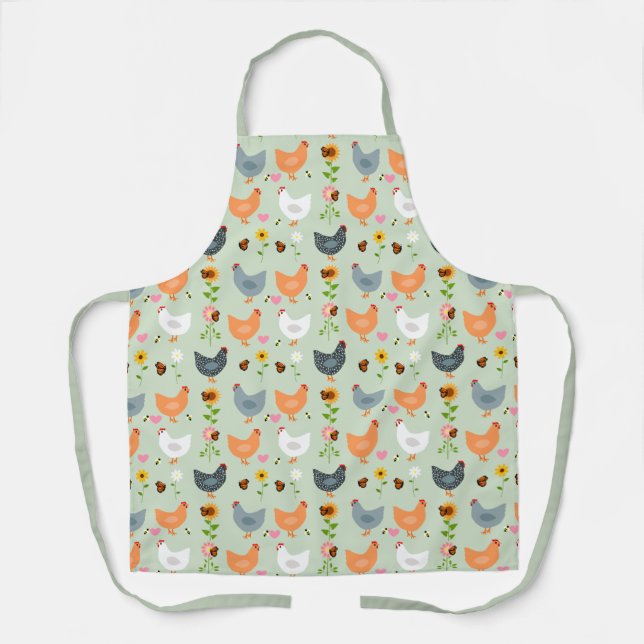 Poulet dans les fleurs Vert tablier (Recto)