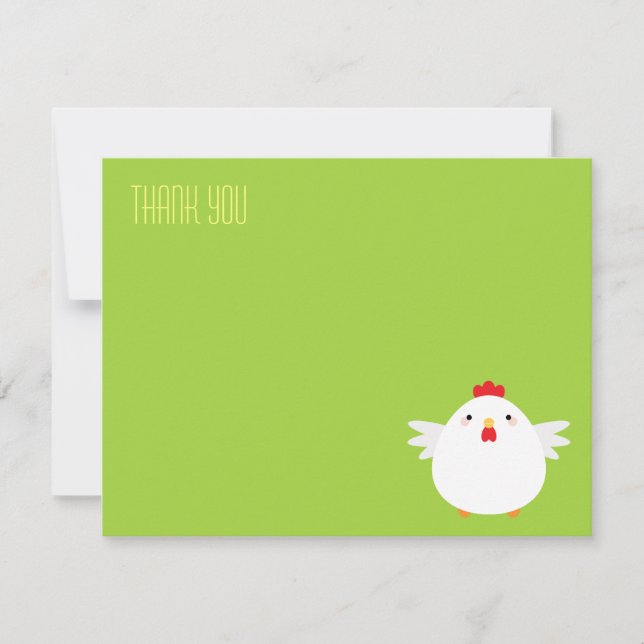 Poulet de dessin animé (blanc) | Carte de remercie (Devant)