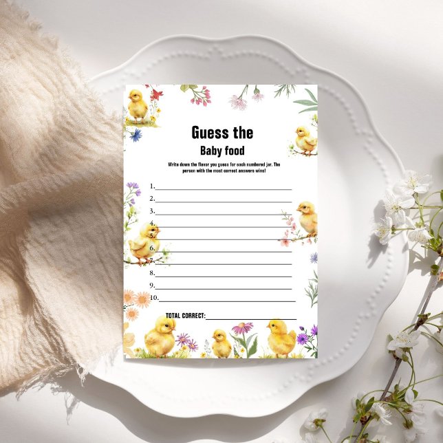 Poulet Devinez La Carte De Jeu Baby shower Aliment (Créateur téléchargé)