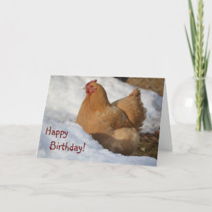 Poulet En Neige Carte Anniversaire