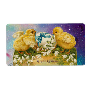POULET, FLEURS, OEUF DE PÂQUES EN PARKLES BLEUS D'