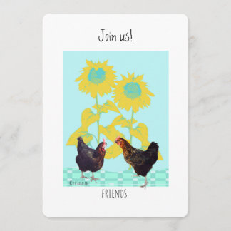 Poulets avec des tournesols d'art invitation