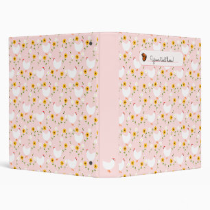 Poulets blancs floraux customisés sur Classeur ros