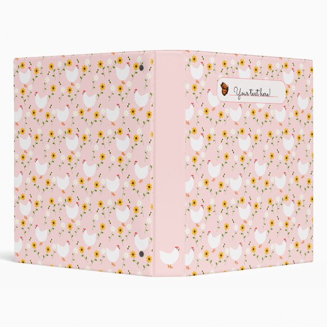 Poulets blancs floraux customisés sur Classeur ros (Arrière-plan)