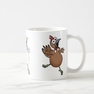 Poulets de bande dessinée sur une tasse
