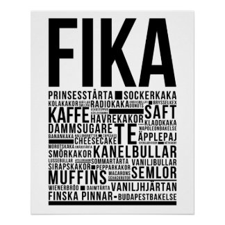 Poulets de café sucré Fika Poster de typographie
