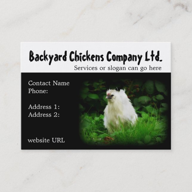 Poulets de jardin ou cartes de visite d'offre (Devant)