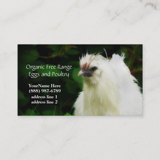 Poulets et cartes de visite organiques d'oeufs (Devant)