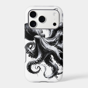 Poulpe Kraken Fluide Encre Abstraite