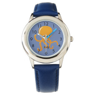 Poulpe orange sur montre pour enfant personnalisée