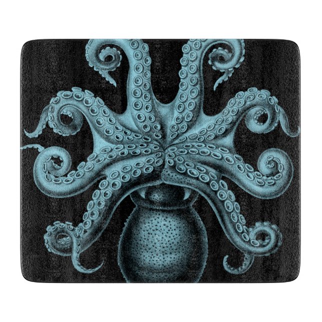Poulpe turquoise sur la planche à découper (Devant)
