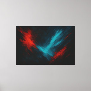 Pouls Urbain - Abstrait en toile rouge et turquois