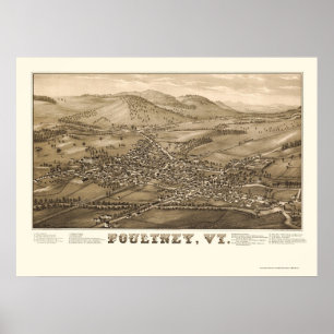 Poultney, VT Panoramic Map - 1886 Poster