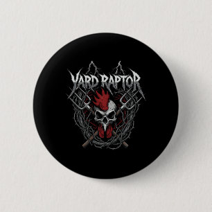 Poultry Famer Yard Raptor Skull Farm Chicken  2 Inch Round Button