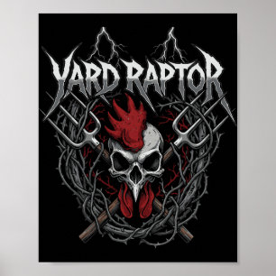 Poultry Famer Yard Raptor Skull Farm Chicken  Poster