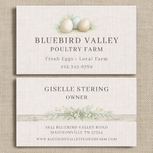 Poultry Farm Eggs Shabby Chic Linen Business Card