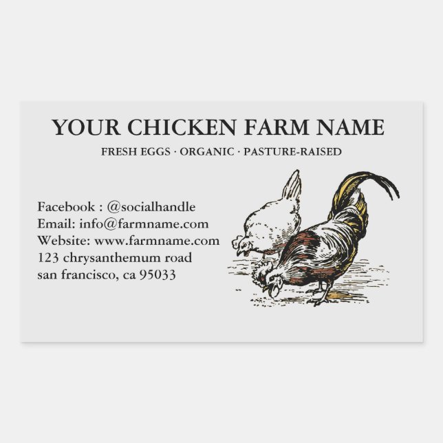 Poultry Farming Editable Chicken Label Sticker (Front)