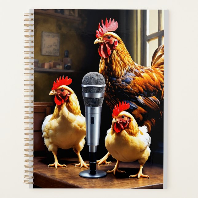 Poultry in Session – Chickens with Mic & Recorder Planner (Front)