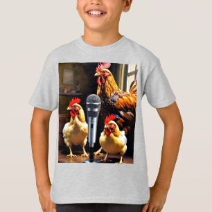 Poultry in Session – Chickens with Mic & Recorder T-Shirt