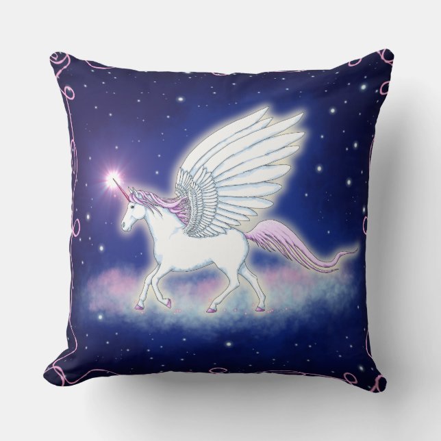 Poultry unicorn with stars throw pillow (Front)
